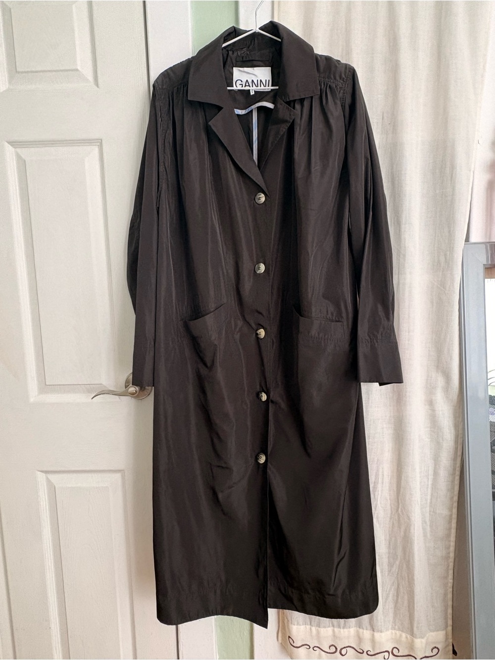 Ganni Black Long Trench Coat